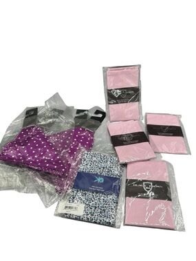 9 Pc Men’s Pocket Square Lot Pink Floral Polka Dot NIP
